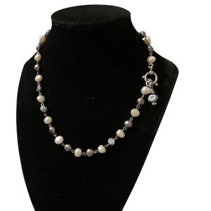 Coastal Gray and White Pearl Necklace 18” Toggle Closure